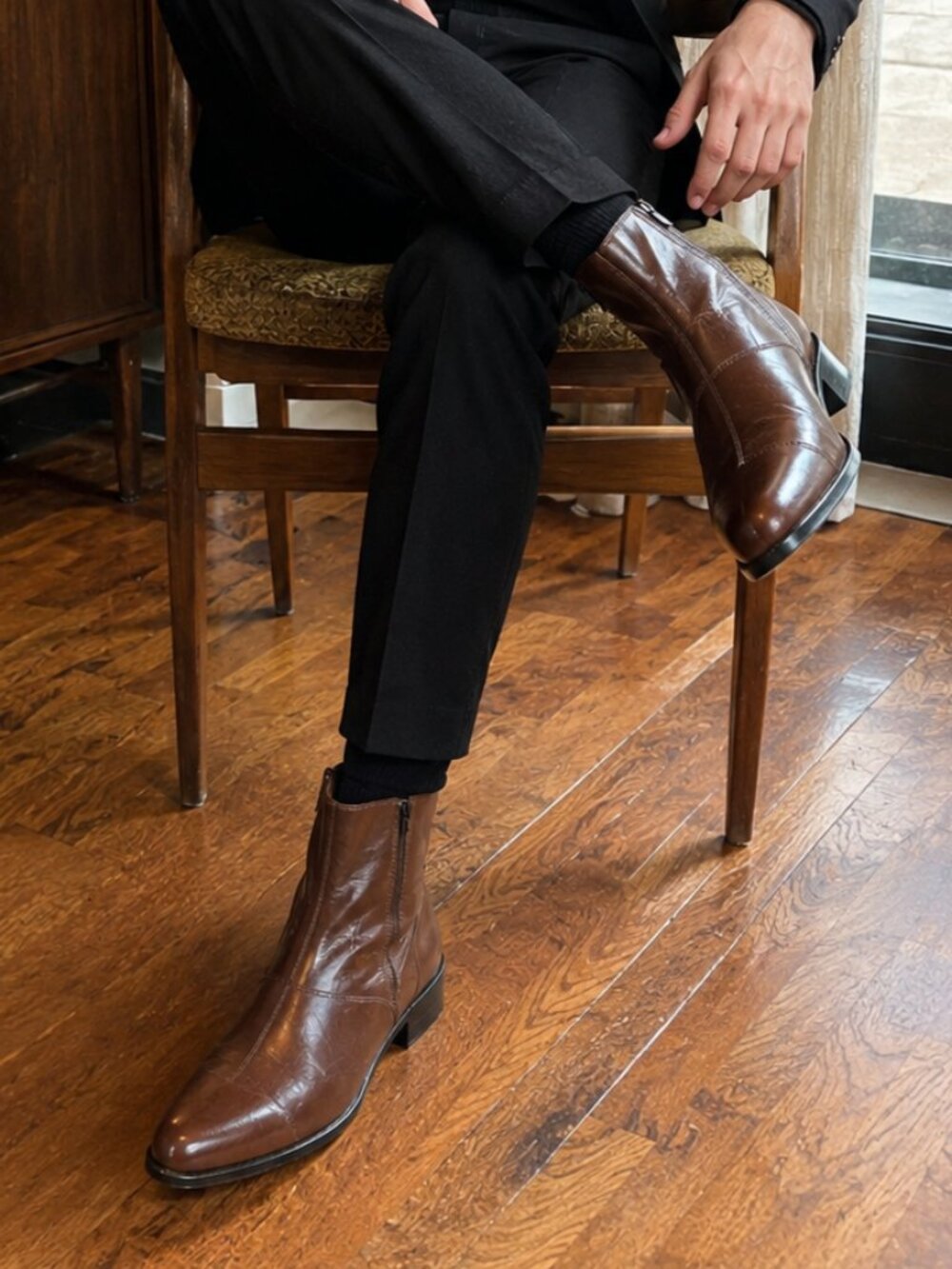 Stacy Adams Genuine Leather Beatle Boots Brown Cuban Heel Mens 12M